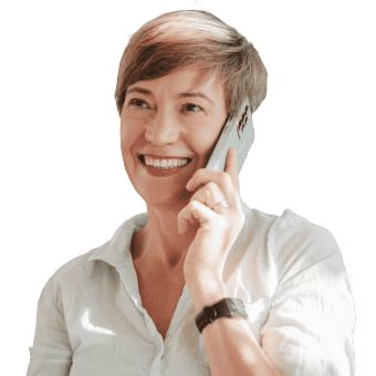 Maria Metzger SEO, Web, Technik-VA, Kontakt Persönliche Beratung und Betreuung: Maria Metzger im Gespräch am Telefon, symbolisierend die langfristige Begleitung für regionale Betriebe.